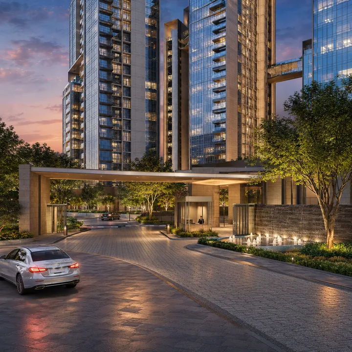 Sattva Hill View arrival plaza on Kanakapura Main Road